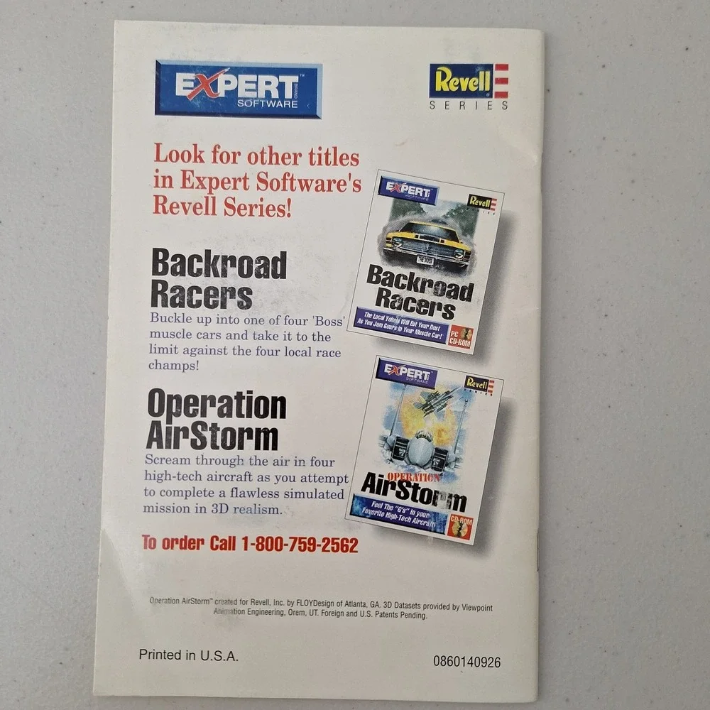 Operation AirStorm Revell Series Expert Software 1994 PC Game User's Guide